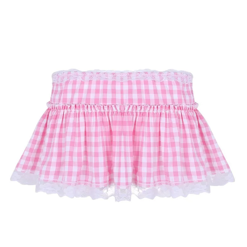 Women Y2K Lace Mini Skirt Summer Plaid Gingham Ruffle Short Fairy Princess Sexy Low Rise Pleated A-line Skirts Lolita 2000s