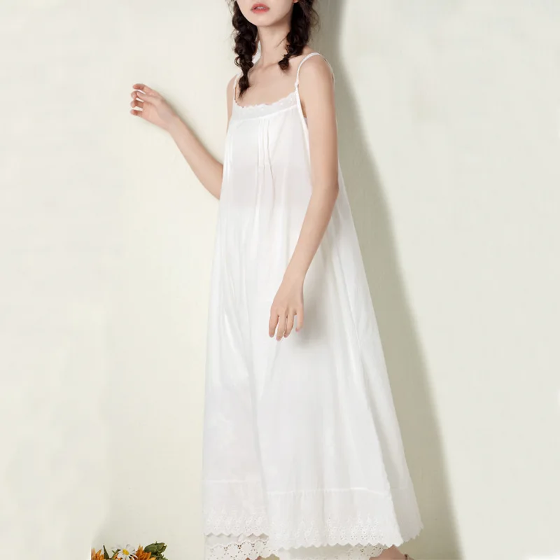 Johnature 2024 Summer New Japanese Casual Spaghetti Strap Thin All Match Dress For Women Solid Color Cotton Female Dresses