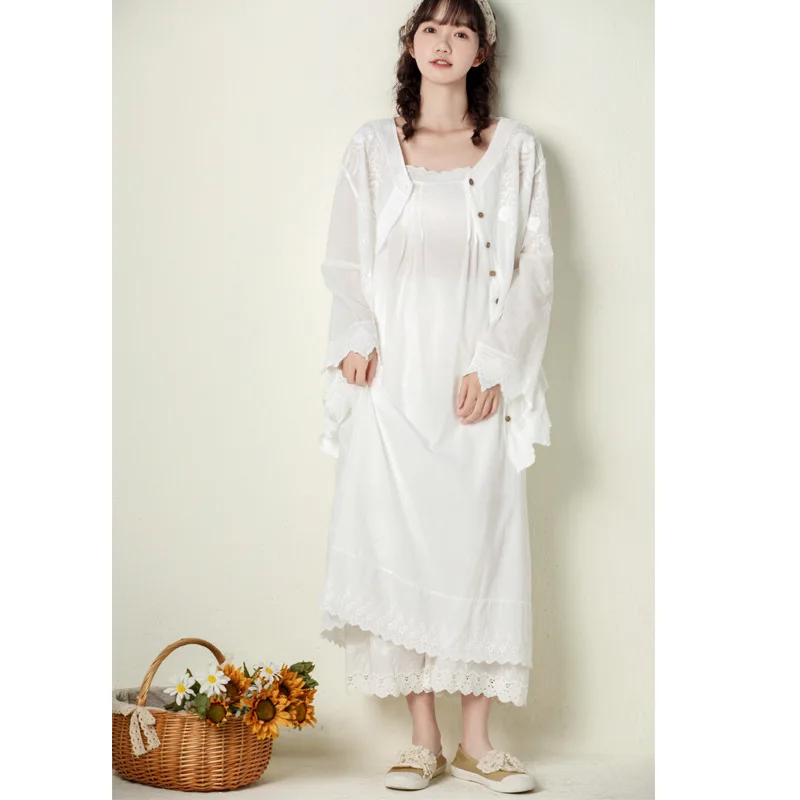 Johnature 2024 Summer New Japanese Casual Spaghetti Strap Thin All Match Dress For Women Solid Color Cotton Female Dresses