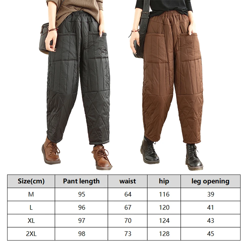 Women Winter Thick Cotton Velvet Padded Trousers Wide Leg Pants Women Warm Casual Pantalones Vintage High Waist Loose Sweatpants