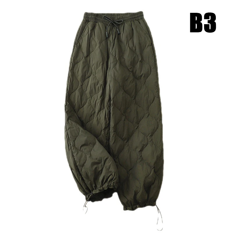Women Winter Thick Cotton Velvet Padded Trousers Wide Leg Pants Women Warm Casual Pantalones Vintage High Waist Loose Sweatpants
