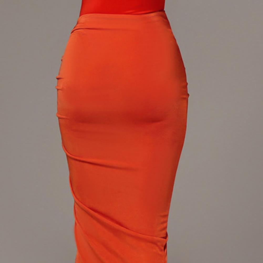 Clubwear Sexy Women Solid Draped Drawstring Sheath Skirts Bodycon Skirts Women High Split Irregular Shirring Skirt clothes