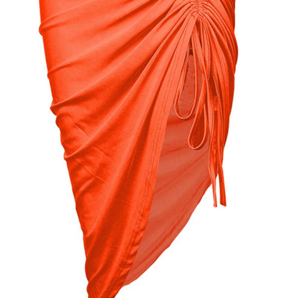 Clubwear Sexy Women Solid Draped Drawstring Sheath Skirts Bodycon Skirts Women High Split Irregular Shirring Skirt clothes