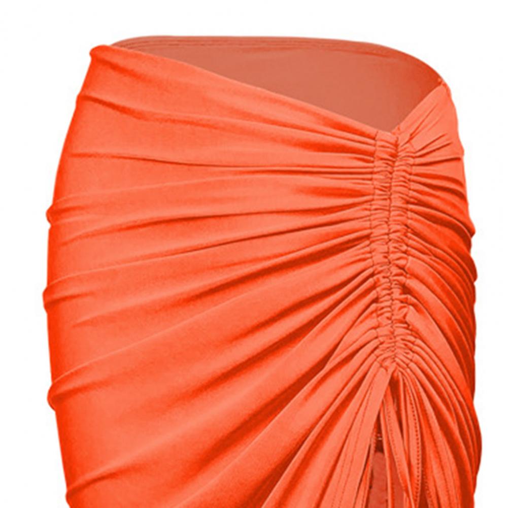 Clubwear Sexy Women Solid Draped Drawstring Sheath Skirts Bodycon Skirts Women High Split Irregular Shirring Skirt clothes