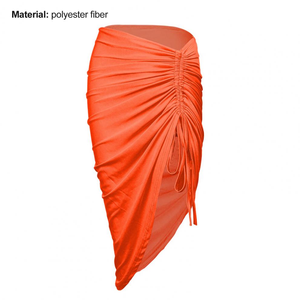 Clubwear Sexy Women Solid Draped Drawstring Sheath Skirts Bodycon Skirts Women High Split Irregular Shirring Skirt clothes