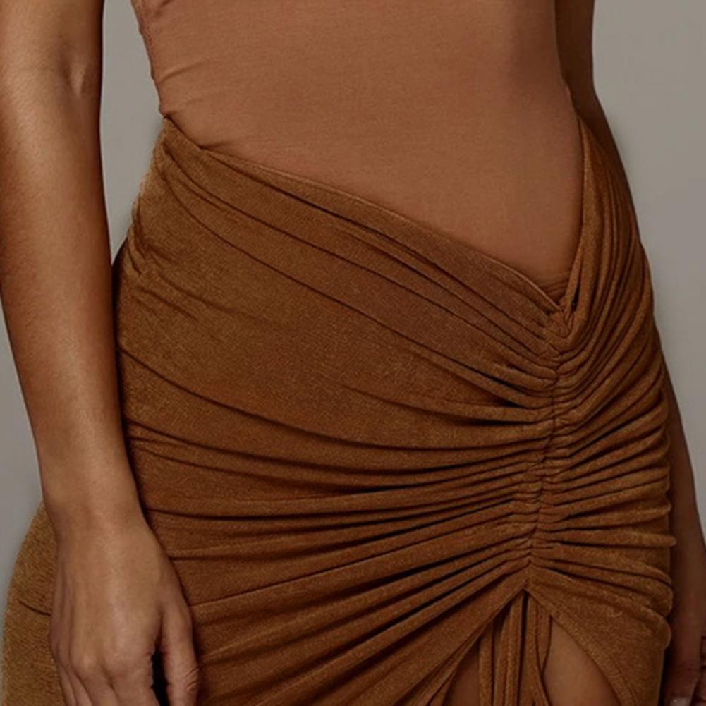 Clubwear Sexy Women Solid Draped Drawstring Sheath Skirts Bodycon Skirts Women High Split Irregular Shirring Skirt clothes