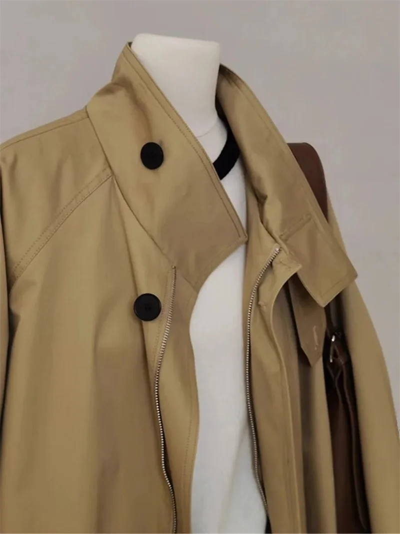 Female Double Layered Collar Trench Coat 2026 Autumn New Women's Color Contrast Design Sense Fashionable And Jacket With Lining