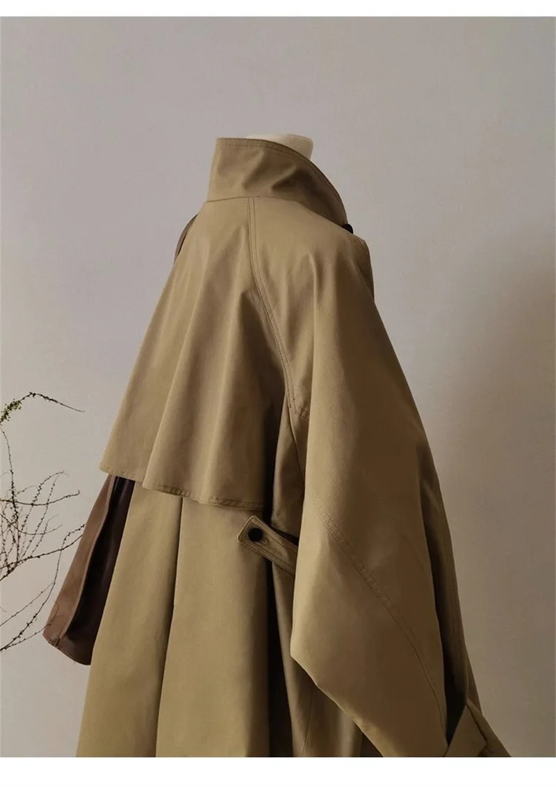 Female Double Layered Collar Trench Coat 2026 Autumn New Women's Color Contrast Design Sense Fashionable And Jacket With Lining