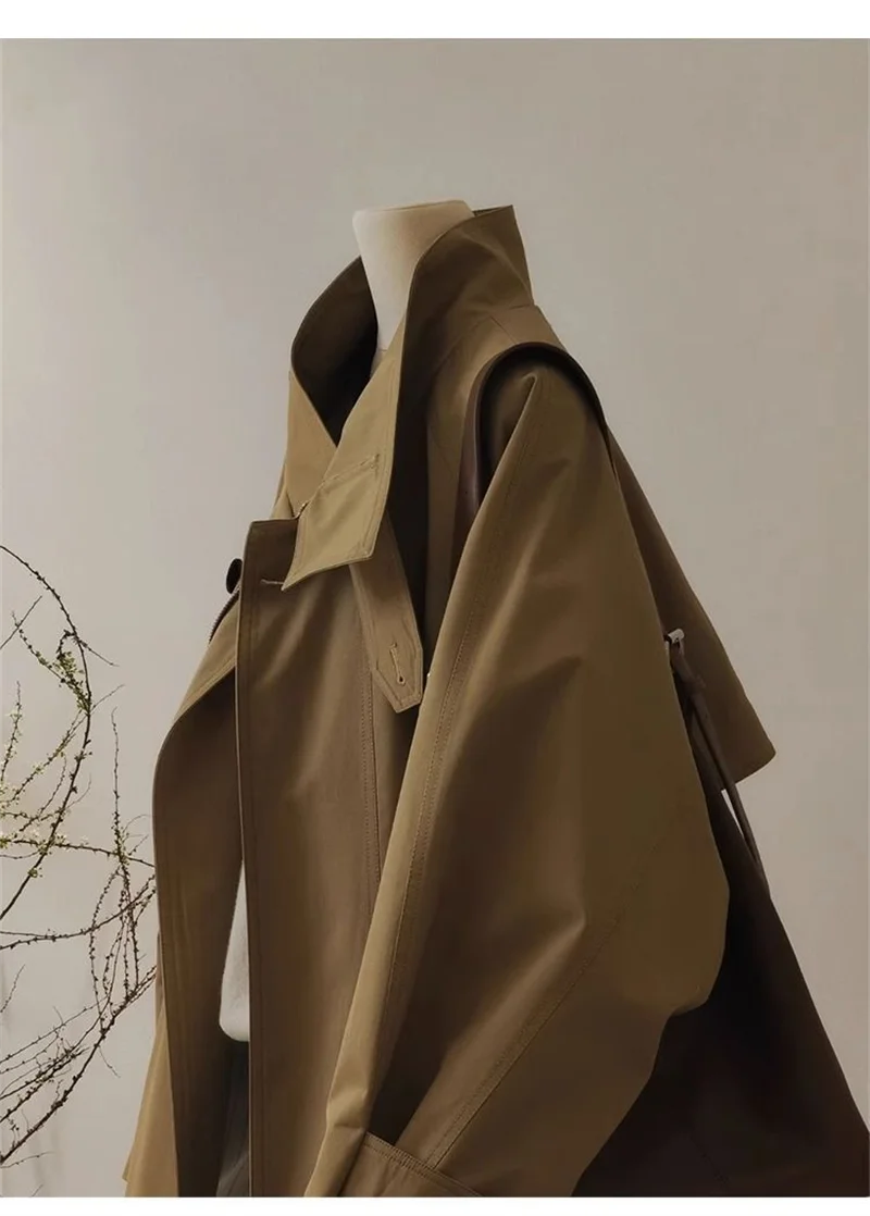 Female Double Layered Collar Trench Coat 2026 Autumn New Women's Color Contrast Design Sense Fashionable And Jacket With Lining