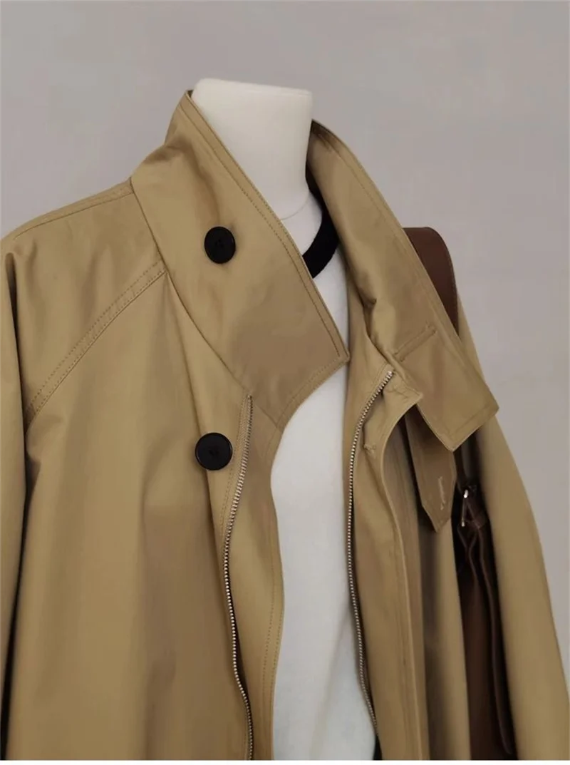 Female Double Layered Collar Trench Coat 2026 Autumn New Women's Color Contrast Design Sense Fashionable And Jacket With Lining