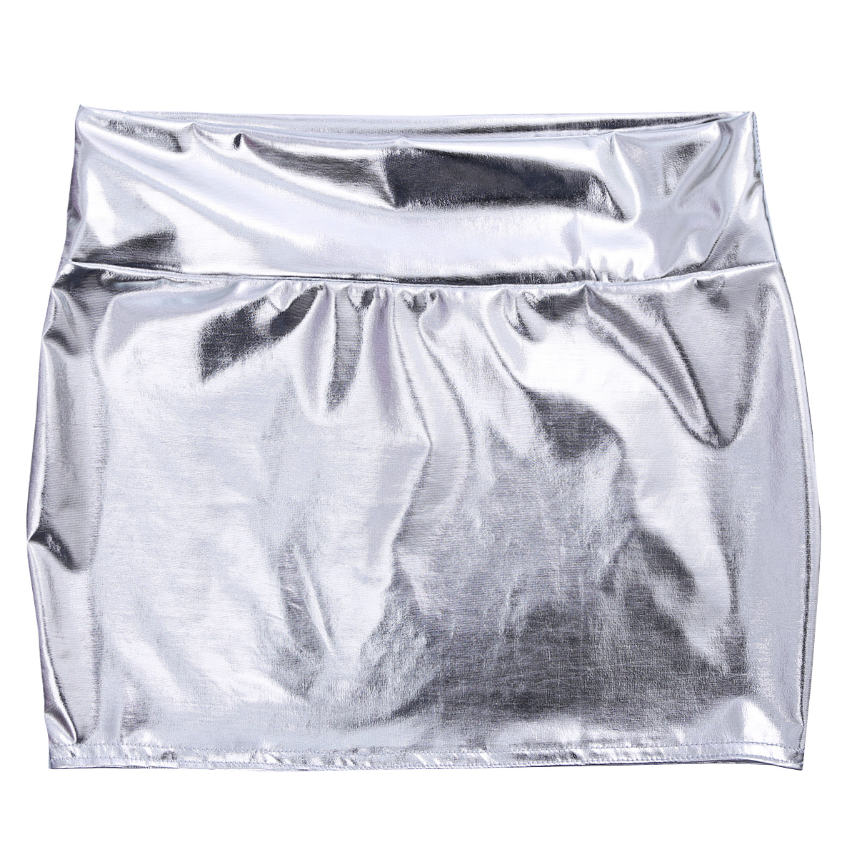 Women Sexy Shiny Patent Leather Wetlook Mini Skirt Pencil Skirts Low Waist Clubwear Partywear Performance Costume Streetwear