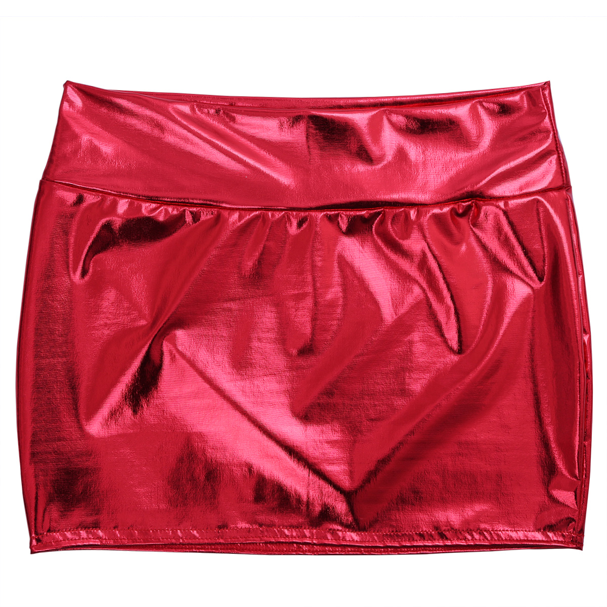 Women Sexy Shiny Patent Leather Wetlook Mini Skirt Pencil Skirts Low Waist Clubwear Partywear Performance Costume Streetwear