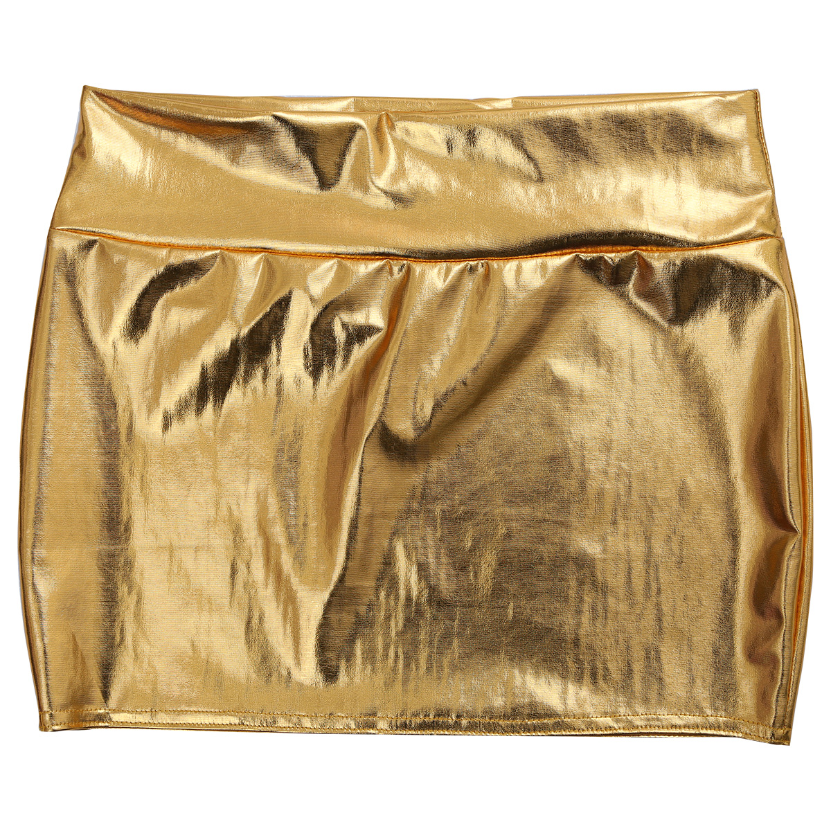 Women Sexy Shiny Patent Leather Wetlook Mini Skirt Pencil Skirts Low Waist Clubwear Partywear Performance Costume Streetwear