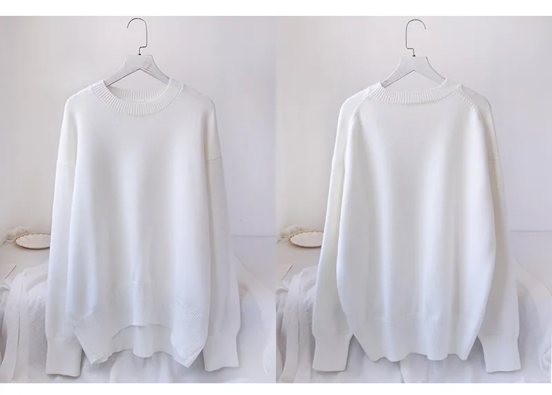 Light Blue Oversized Sweaters For Women Trend White Loose Sweater Casual Autumn Winter Warm Thick Knit Sweater Women Jumper