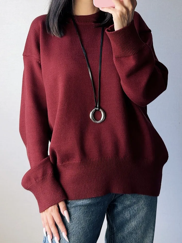 Light Blue Oversized Sweaters For Women Trend White Loose Sweater Casual Autumn Winter Warm Thick Knit Sweater Women Jumper
