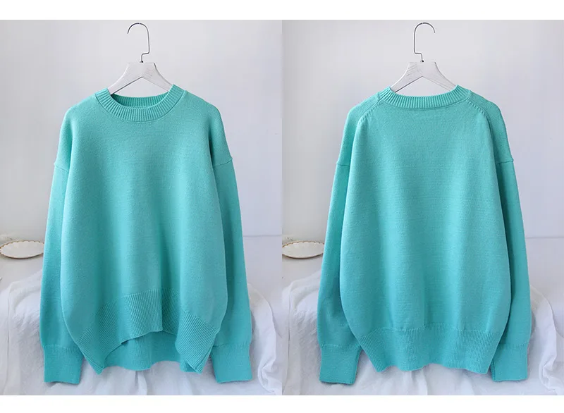 Light Blue Oversized Sweaters For Women Trend White Loose Sweater Casual Autumn Winter Warm Thick Knit Sweater Women Jumper