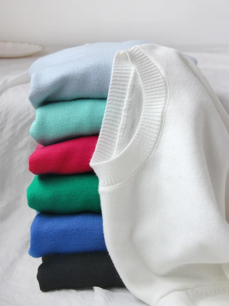 Light Blue Oversized Sweaters For Women Trend White Loose Sweater Casual Autumn Winter Warm Thick Knit Sweater Women Jumper