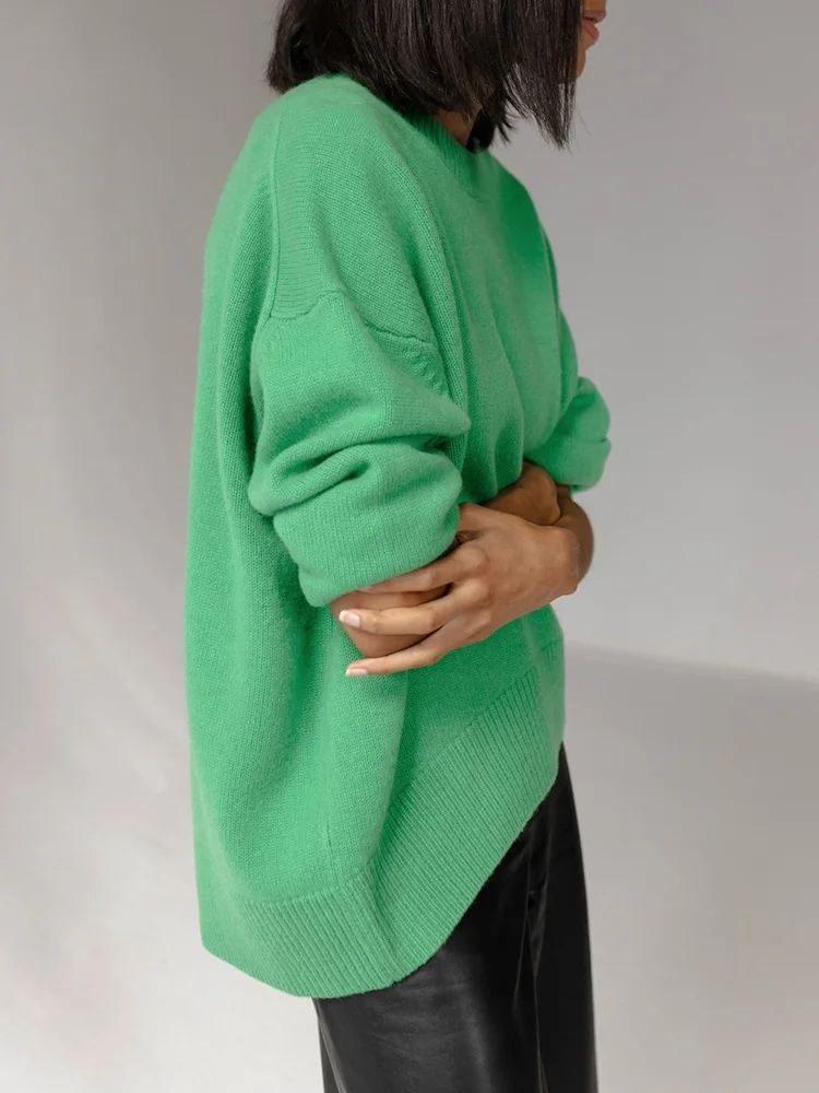 Light Blue Oversized Sweaters For Women Trend White Loose Sweater Casual Autumn Winter Warm Thick Knit Sweater Women Jumper