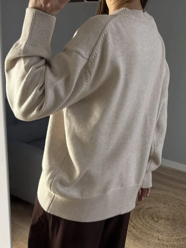 Light Blue Oversized Sweaters For Women Trend White Loose Sweater Casual Autumn Winter Warm Thick Knit Sweater Women Jumper