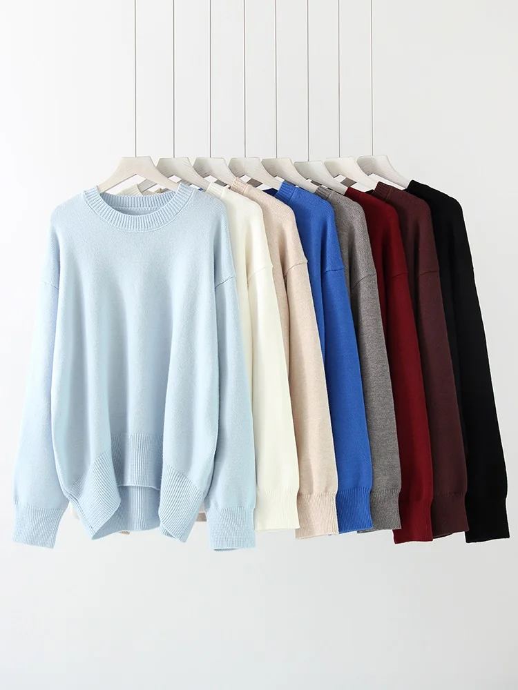 Light Blue Oversized Sweaters For Women Trend White Loose Sweater Casual Autumn Winter Warm Thick Knit Sweater Women Jumper