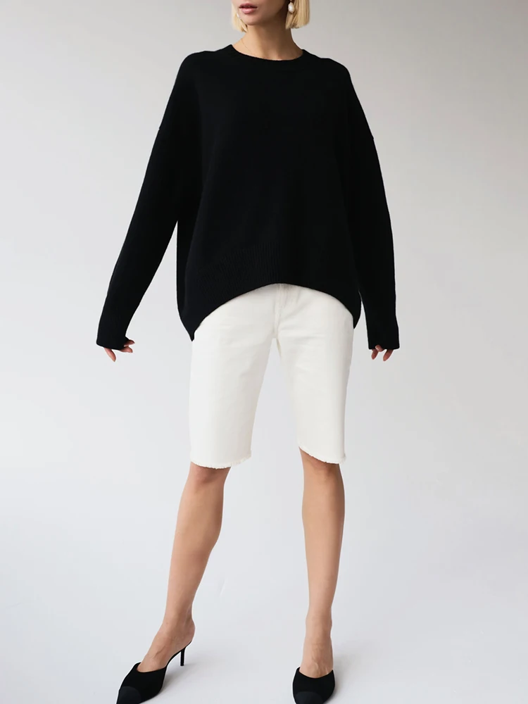 Light Blue Oversized Sweaters For Women Trend White Loose Sweater Casual Autumn Winter Warm Thick Knit Sweater Women Jumper