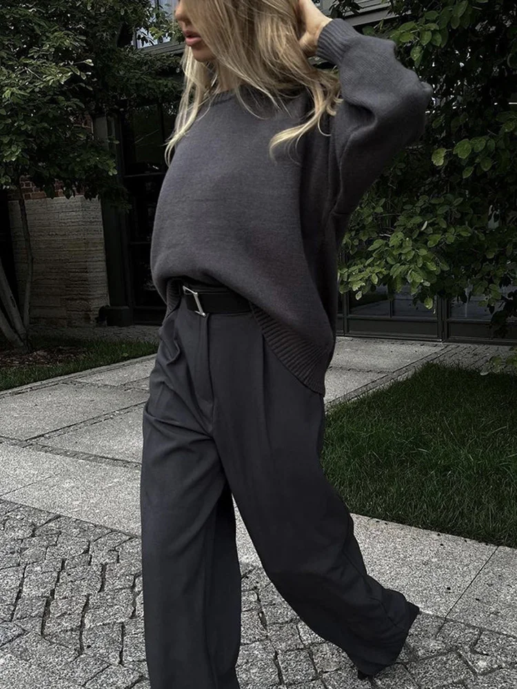 Light Blue Oversized Sweaters For Women Trend White Loose Sweater Casual Autumn Winter Warm Thick Knit Sweater Women Jumper