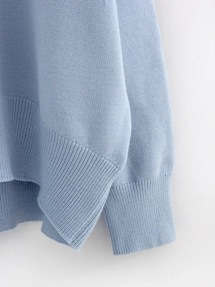 Light Blue Oversized Sweaters For Women Trend White Loose Sweater Casual Autumn Winter Warm Thick Knit Sweater Women Jumper