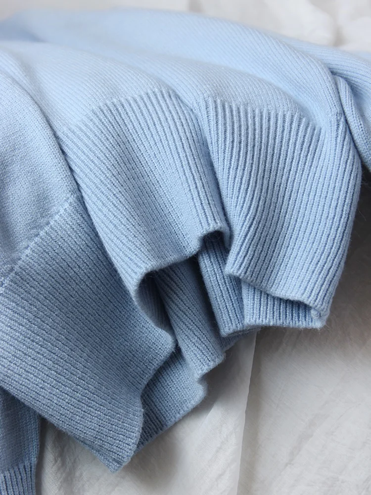 Light Blue Oversized Sweaters For Women Trend White Loose Sweater Casual Autumn Winter Warm Thick Knit Sweater Women Jumper