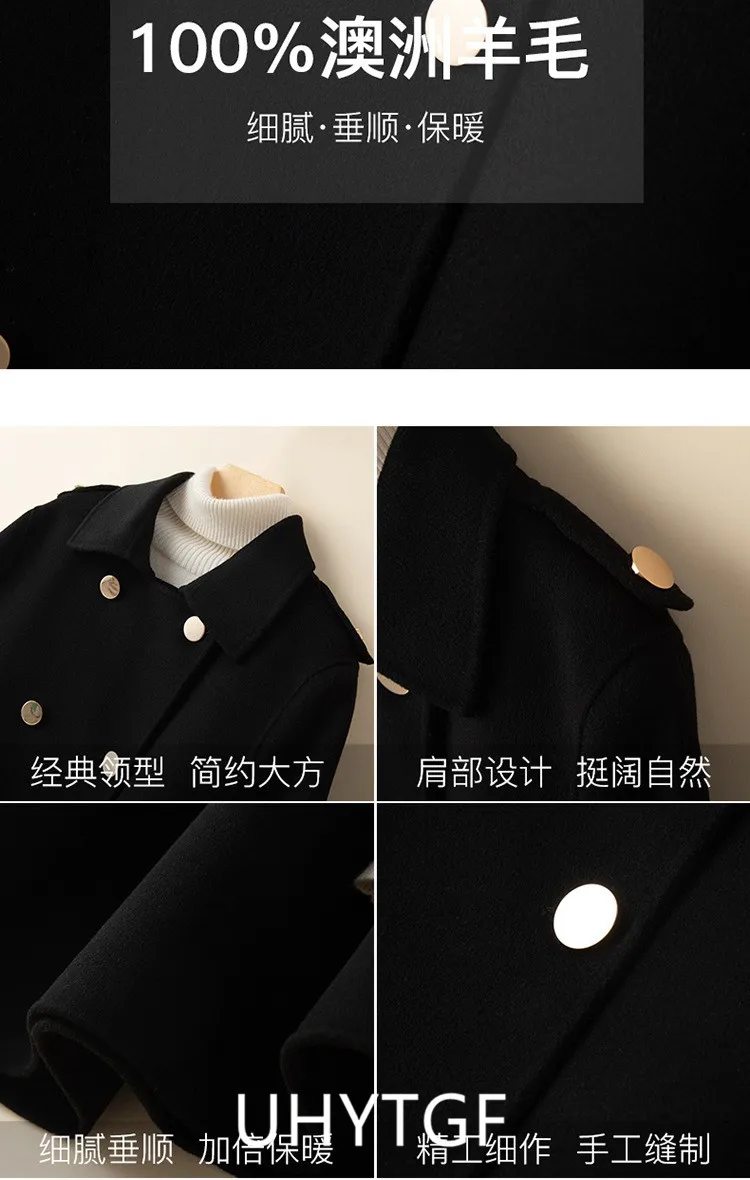 UHYTGF Mid Long Bat Cape Wool Coat Women High-End Double Sided Cashmere Autumn Jacket Female Fashion Casual Ladies Outewear 2029