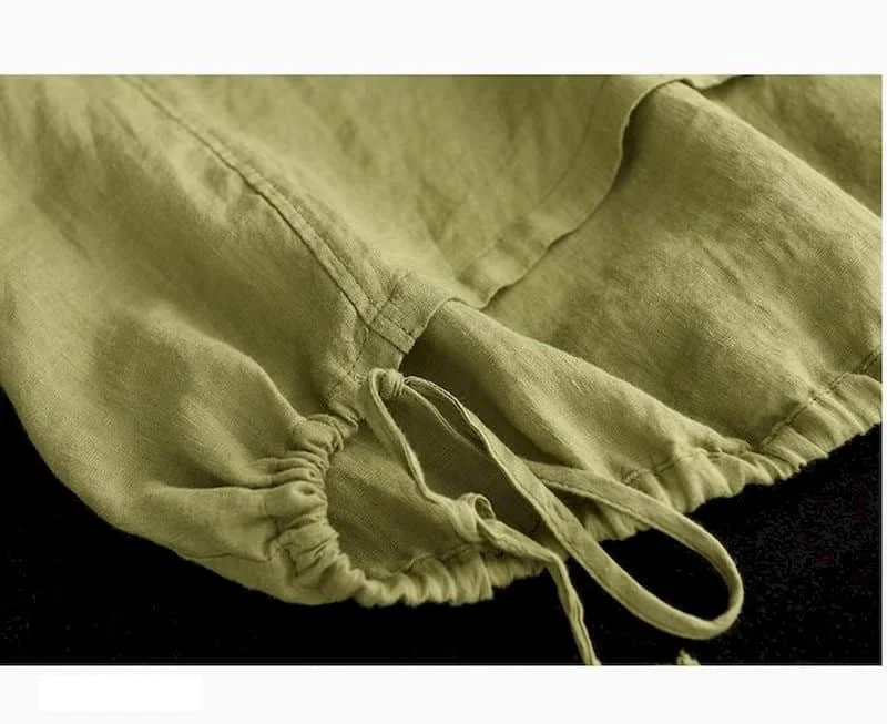 Cotton Linen T Shirts Women Vintage Hooded T-shirt Casual Loose Drawstring Swing Short Sleeve Tops Summer Trend Thin Tshirt Y2k