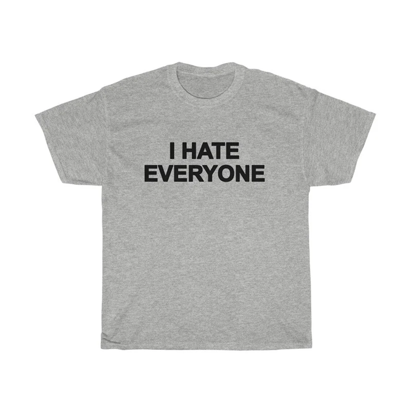 I Hate Everyone Letters Retro Harajuku Vintage Oversized T Shirt Street Summer Short Sleeve Casual Female T-shirts Y2k Clothes