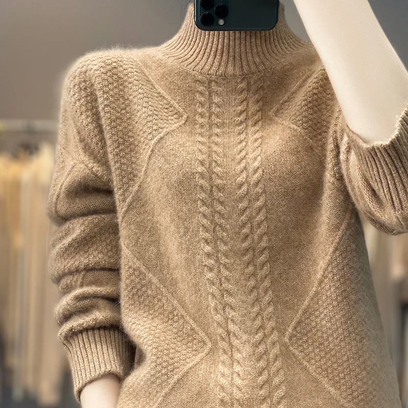 Half Turtleneck Sweater Women's Autumn Winter Casual Soft Solid Color Pullovers Korean Knitted Jumper Female Thicken Sweaters