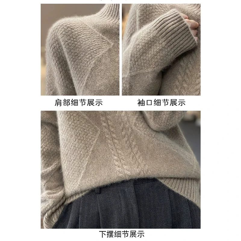 Half Turtleneck Sweater Women's Autumn Winter Casual Soft Solid Color Pullovers Korean Knitted Jumper Female Thicken Sweaters