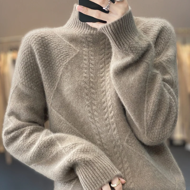 Half Turtleneck Sweater Women's Autumn Winter Casual Soft Solid Color Pullovers Korean Knitted Jumper Female Thicken Sweaters