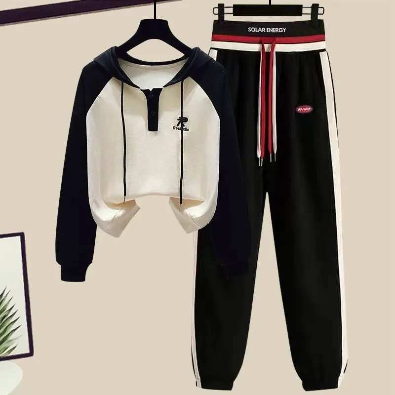 Spring and Autumn Sports Suit Women's 2023 New Korean Version Loose Age Reducing Top Slimming Casual Pants Two-piece Set