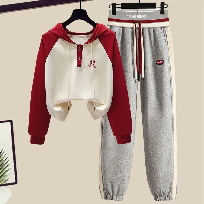 Spring and Autumn Sports Suit Women's 2023 New Korean Version Loose Age Reducing Top Slimming Casual Pants Two-piece Set