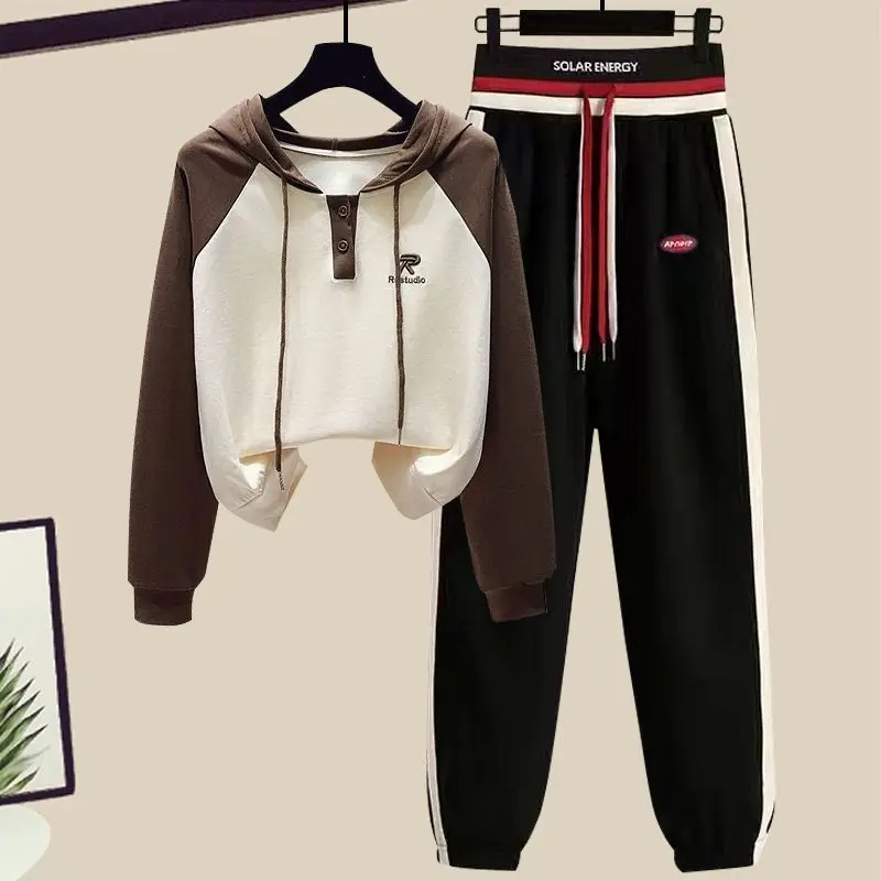 Spring and Autumn Sports Suit Women's 2023 New Korean Version Loose Age Reducing Top Slimming Casual Pants Two-piece Set