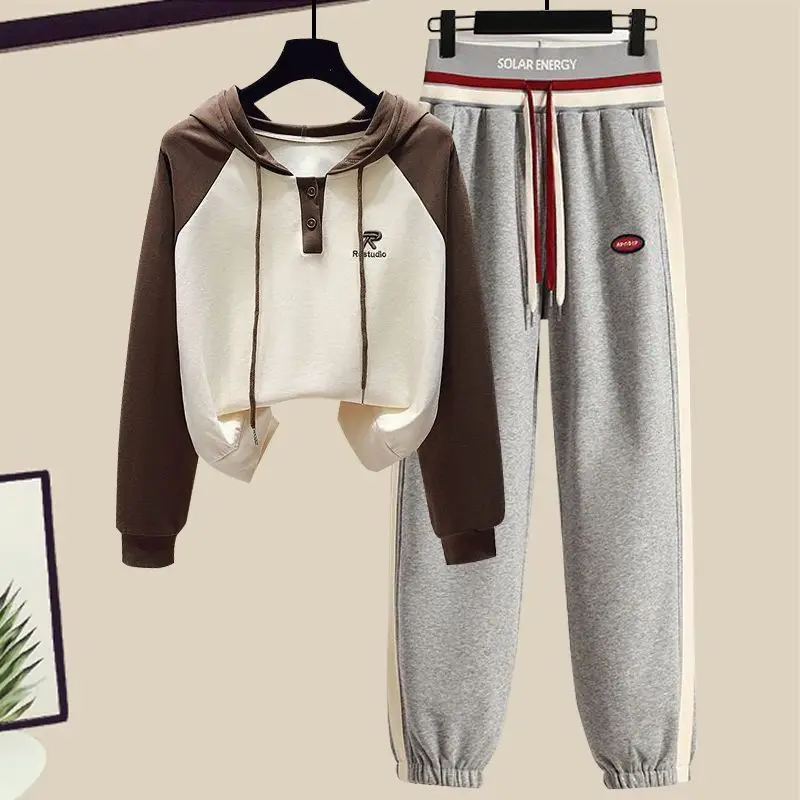 Spring and Autumn Sports Suit Women's 2023 New Korean Version Loose Age Reducing Top Slimming Casual Pants Two-piece Set