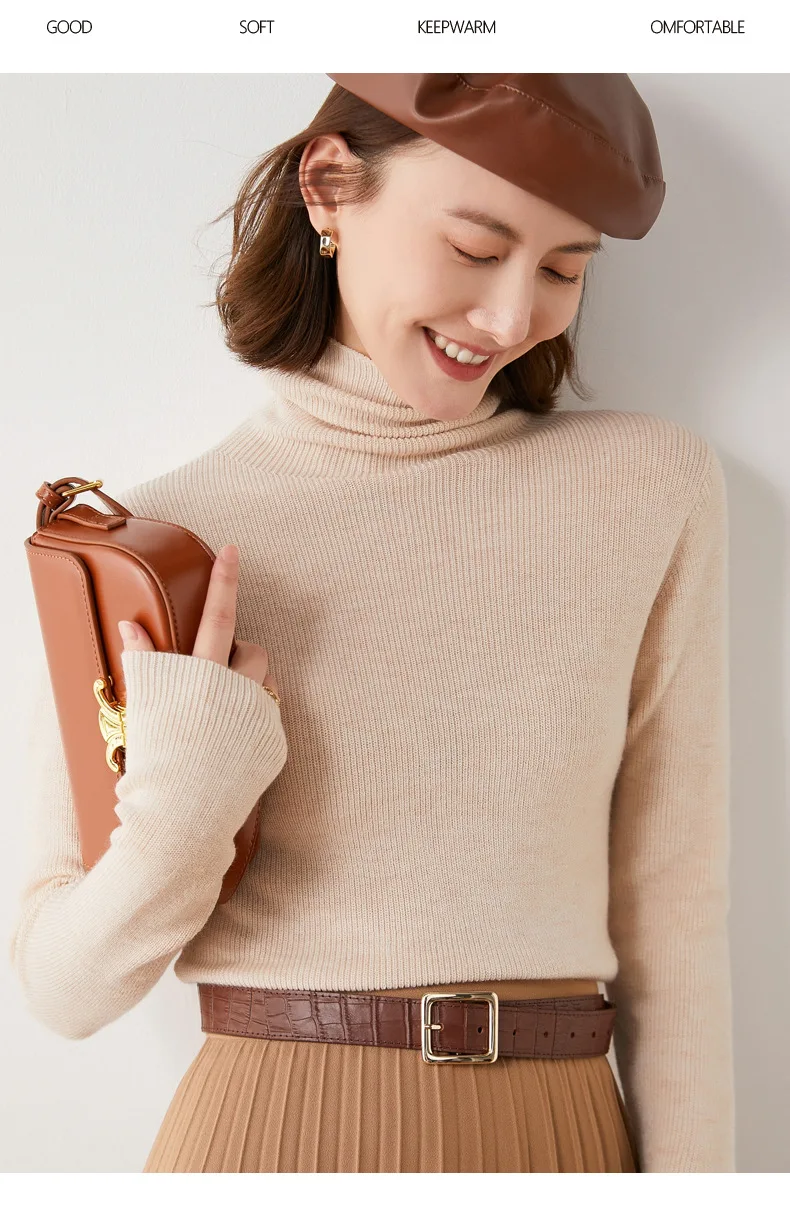 Fashion Turtleneck Sweater Women Autumn Winter Clothes Slim Warm Cashmere Pullover Bottoming Shirt Office Lady Jumper Knitwear