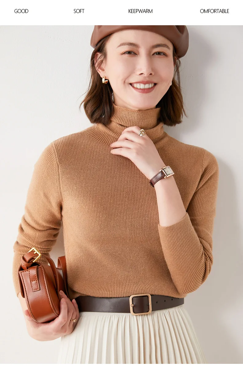 Fashion Turtleneck Sweater Women Autumn Winter Clothes Slim Warm Cashmere Pullover Bottoming Shirt Office Lady Jumper Knitwear