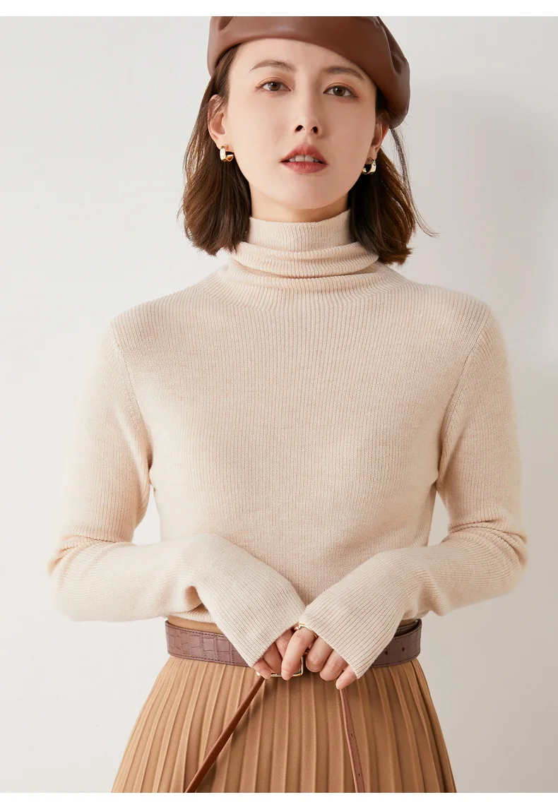Fashion Turtleneck Sweater Women Autumn Winter Clothes Slim Warm Cashmere Pullover Bottoming Shirt Office Lady Jumper Knitwear