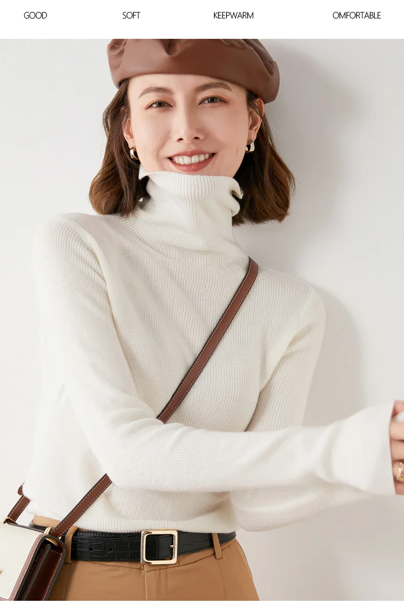 Fashion Turtleneck Sweater Women Autumn Winter Clothes Slim Warm Cashmere Pullover Bottoming Shirt Office Lady Jumper Knitwear