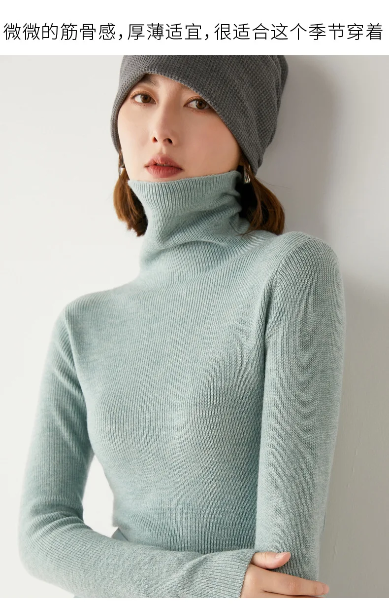 Fashion Turtleneck Sweater Women Autumn Winter Clothes Slim Warm Cashmere Pullover Bottoming Shirt Office Lady Jumper Knitwear