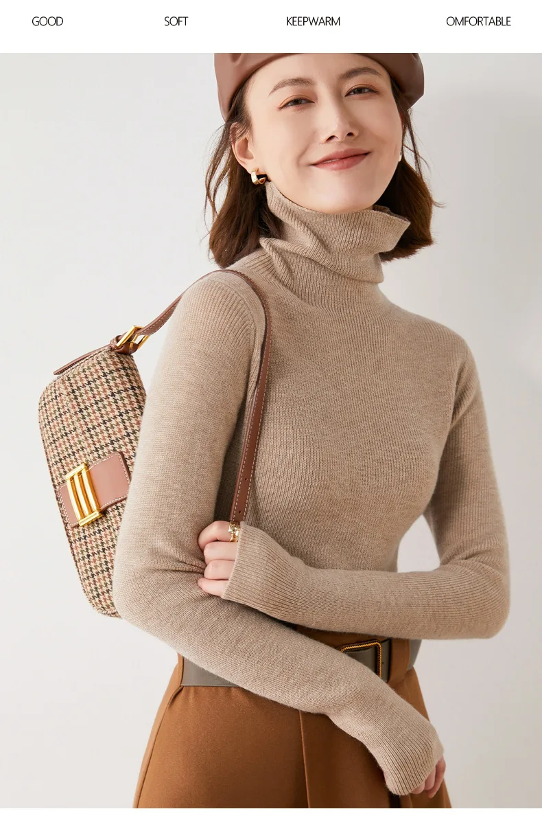 Fashion Turtleneck Sweater Women Autumn Winter Clothes Slim Warm Cashmere Pullover Bottoming Shirt Office Lady Jumper Knitwear