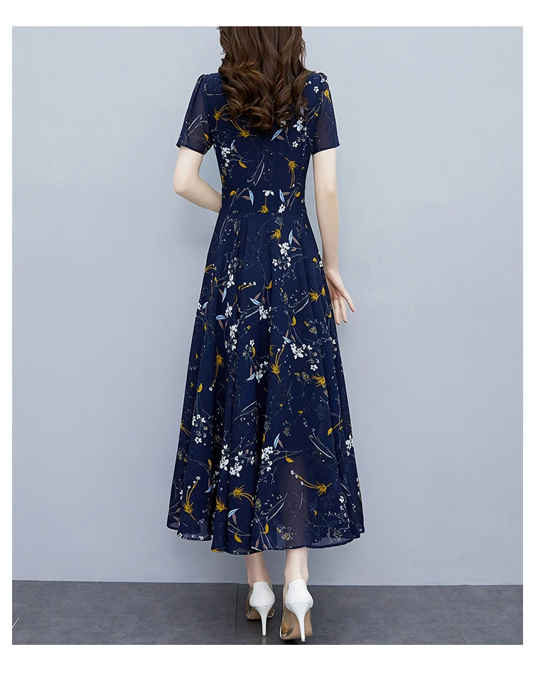 White Floral Chiffon Bodycon Office Lady Dress Summer Elegant Casual Chic Prom Long Dress 2024 Women Vintage Party Evening Dress