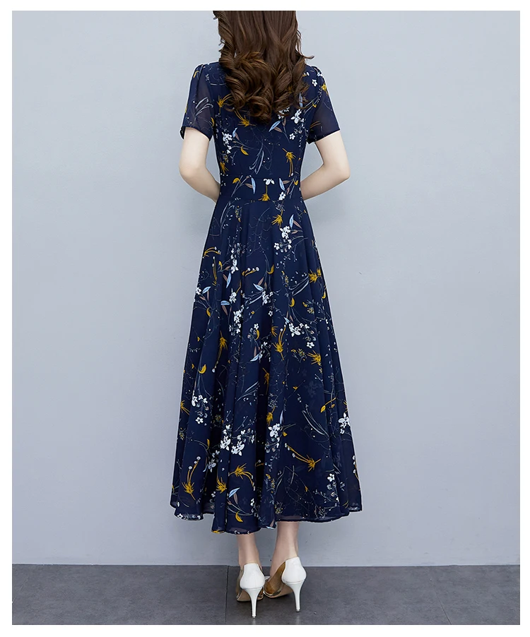 White Floral Chiffon Bodycon Office Lady Dress Summer Elegant Casual Chic Prom Long Dress 2024 Women Vintage Party Evening Dress