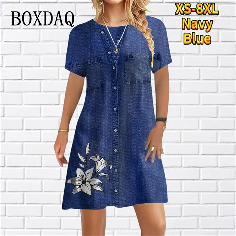 2023 New Women Dress Fashion Abstract False Two-piece Set Loose Casual Mini Dress Ladies Floral Print Summer Beach Party Dress