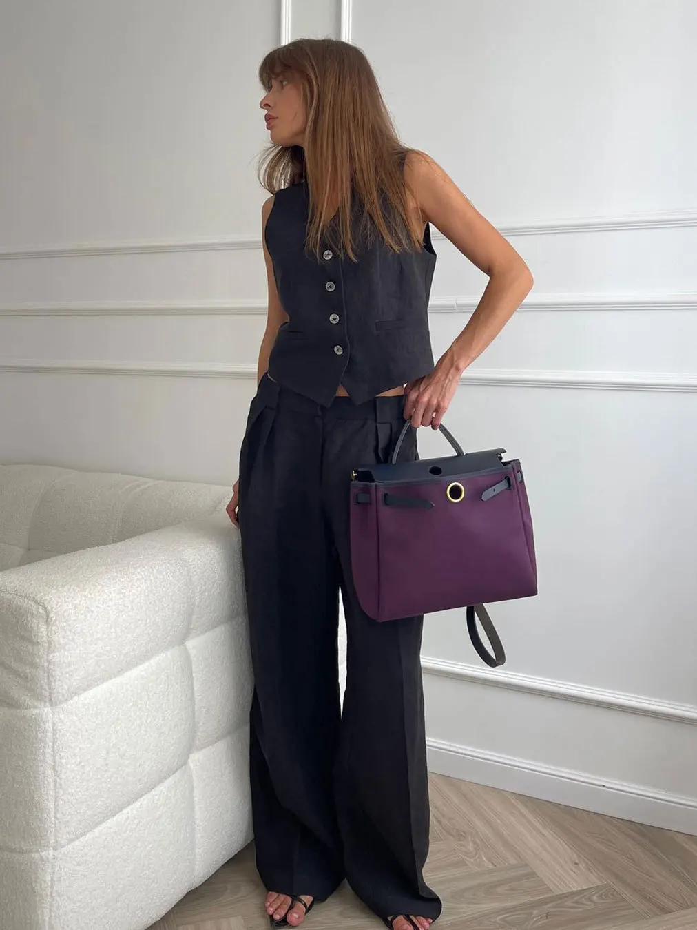 Bronladies Womem Linen Cotton Chic Vest & Pants Suit Two-Piece Set Office Ladies Summer Chic 2 Piece Sets Womens Outfits