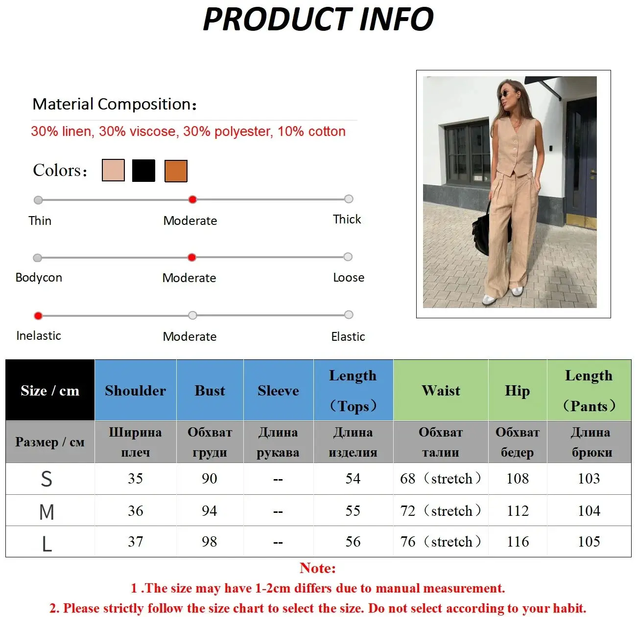 Bronladies Womem Linen Cotton Chic Vest & Pants Suit Two-Piece Set Office Ladies Summer Chic 2 Piece Sets Womens Outfits