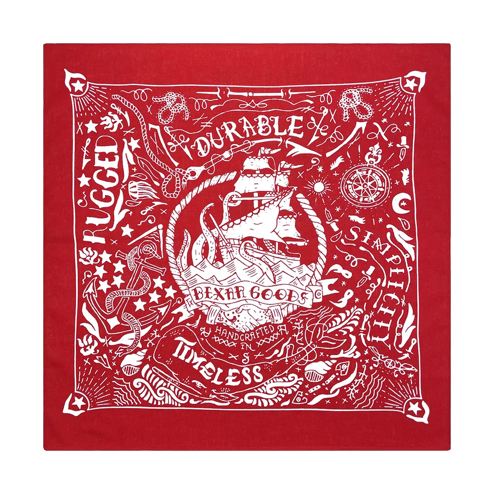 Nautical Print High Quality Hip Hop Cotton Square Scarf Men Bandana Scarf Headband Paisley Gifts For Boys/Girls